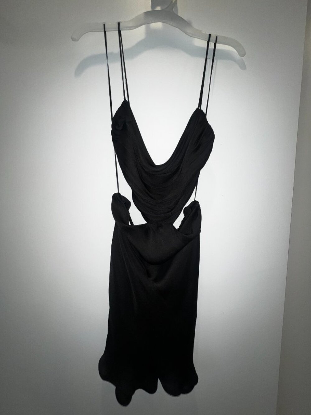 ZARA Cutout Draped Satin Mini Dress - Size XS